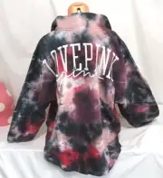 Victorias Secret GRAPHIC Pink Half 1/4 Zip Pullover Sweatshirt Tie Dye NWT L