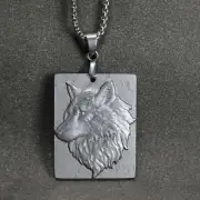 Natural Muonionalusta meteorite carved wolf head pattern pendant