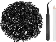 uxcell 2500pcs Flatback Rhinestones Resin, SS20 5mm Resin Rhinestones Bulk Round Shine Gems with Pickup Tools for DIY Nail Art Tumblers Mugs Clothes, Black