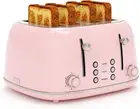 Toaster 4 Slice Retro Stainless with 6 Bread Shade 1.5 Inches Wide Slots Toaster