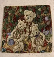 Tapestry Pillow COVER Violet Linen BEARS 18" x 18"