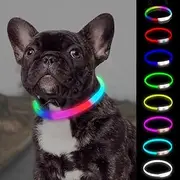 7 Colors in 1 Light Up Dog Collar, Laxney USB-C Rechargeable Led Dog Collar, Waterproof Dog Necklace Light for Night Walking, 15 Glow Modes Dog Light, Safety Collar for Small Medium Large Dogs