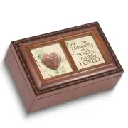 IN MEMORY OF A HEART SO DEEPLY LOVED Locket Resin Music Box (Amazing Grace)