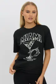 Black Graphic Tee Short Sleeve - Size 16XL, Women's Graphic Tee