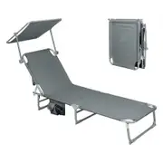 Foldable Lounge Chairs with Canopy Grey