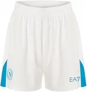 SSC NAPOLI Pantaloncino Gara Home Ea7 Football Shorts, White/Light Blue, M Corto, White/Light Blue, Medium Short