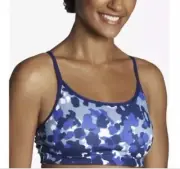 Fabletics Blue Azure Bloom Camo Sports Bra XS Removable Pads NEW