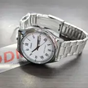 Casio Analog Silver Metal Band White Men Watch Original New MTP-V006D-7B