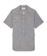 tunic mini dress in hickory striped cotton S,XS,L,M Gray