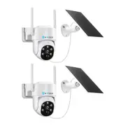 WiFi Security Camerax2 CCTV Set Solar Wireless Home PTZ Outdoor Surveillance System 4MP Spy Waterproof Remote Channel
