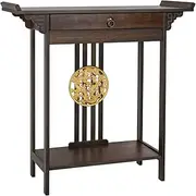 Narrow Entryway Console Tables Storage: 2 Tier Rustic Tall Long Desk 81.5x32x82cm Bamboo Sofa High Table Chinese Style Slim Hallway Shelf for Living Room,Retro Brown Colors