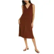 $798 NWT Lafayette 148 NY Women Dress Sz Small Linen Button Down MIDI Redwood