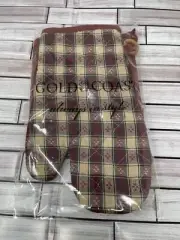 Gold Coast 3 Pc. Kitchen Set Potholders Oven Mitt Gift Set New Plaid Burgundy