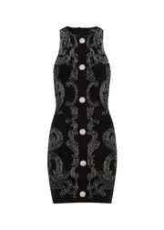 Balmain Metallic Intarsia Stretch-knit Mini Dress - Black Other - 40 (UK12 / M) 40 (UK12 / M)