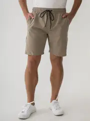 Print Cargo Shorts Beige Cube - Elastic Waist