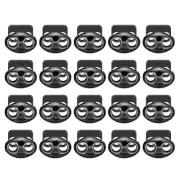 20Pcs Alloy Spring Cord Lock Ends Toggle for Shoelaces Bright Black 17x15x7mm