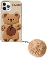 Yatchen Kawaii Phone Cases Apply to iPhone X/XS,Cute Cartoon Bear Phone Case with Keychain Teddy Bear Phone Case 3D iPhone X/XS Case Soft Silicone Shockproof Cover for Women Girls