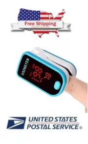 FDA Finger Pulse Oximeter Blood Oxygen Sensor O2 SpO2 Monitor Heart Rate, Blue