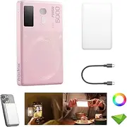 Godox MA5R Phone Light, Full Color Selfie Light, 14 FX Light Effects, CCT 1800K-10000K, Double Selfie Lights, Magnetic Selfie Light for iPhone for TikTok, Vlog, Zoom Calls (Built-in Battery, Pink)