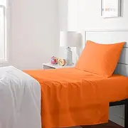 Amazon Basics Kid's Sheet Set - Soft, Easy-Wash Microfiber, Bright Orange, Twin