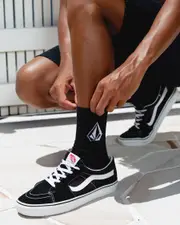 [Volcom] Volcom Men's Full Stone Recycled Crew Socks 3 Pack in Black One Size Black