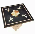18"x18" Beautiful Black Marble Console Table Handmade Pietra Dura Inlay Art Deco