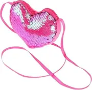 [Ipetboom] Bling Heart Shaped Small Bag Sequin Crossbody Bag Kids Handbag for School Travel Shopping and Parties