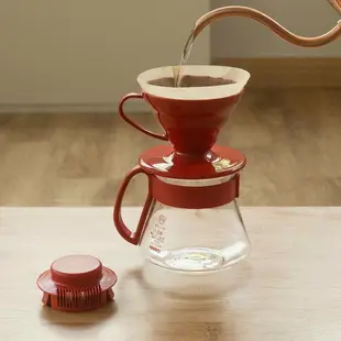 HARIO V60紅色陶瓷濾杯咖啡壺組 360ml 1-2杯 附濾紙 VDS-3012R『歐力咖啡』