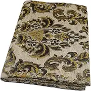 TinaKim Thick European Jacquard Chenille Upholstery Fabric for Sofa Chair Decoration - Damask Pattern (Beige,6 Yard pre Cut)