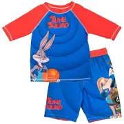 Looney Tunes Space Jam☆Boys Rash Guard & Swim Trunks Set☆3T, 5, 6, 7,8/10, 10/12