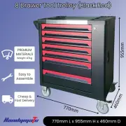 96CMx77CM 8-Drawer Lockable Steel Mobile Toolbox Tool Storage Cabinet Trolley