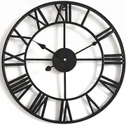 Indoor Outdoor Decoration Outside Clock Mute Quartz Wall Clock Outdoor Garden Wall Clock, Large Retro Roman Numerals Garden Clock Open Face Wrought Iron Waterproof Outdoor Clock