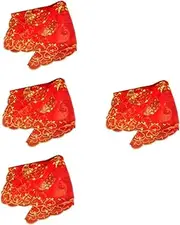 [LIFKOME] Red Hijab Bridal Veil Caster Bachelorette Veil Costume Decoration Cake Decoration Wrapper Bride Headband Veil for Chinese Wedding Veil Plush High-end Veil Lady Sequins