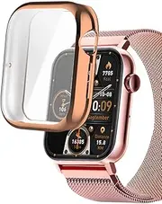 smaate Watch Cases compatible with Trendia TG09 1.83” Smart Watch, TPU Case with Screen Protector, Protecting Watch Body & Screen, Rose Gold