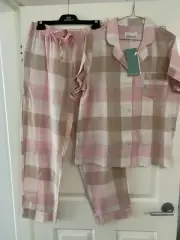 Peter Alexander Ladies Pyjama Set Check Linen Large