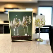 LENOX BUTTERFLY MEADOW HANDPAINTED WINE GLASSES SET OF 4 IN BOX