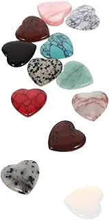 SAFIGLE 12Pcs Heart Shaped Natural Stones Decorative Desktop Decor for Home Office Bedroom Unique Heart Crystals for Tabletop Shelf Display