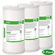 3 Pack 5 Micron 10x4.5 GAC Carbon Sediment Water Filter Cartridges for Big Blue