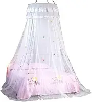 1PC Lightweight Dome Lace Net Bed Canopy Cartoon Lace Hanging Bed Curtain for Home Hotel White Color Insect Protection Easy Installation Cozy Polyester Material