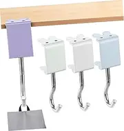Ciieeo 4 Pack Desk Edge Hooks Temporary Hanger for Bag Purse Backpack Holder Clamp Metal Desk Hook Office Accessory Classroom Organiser