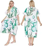Changing Robe with Hood, Adult Quick Dry Light Weight Towel Poncho for Holidays Travel Beach Surfing Swimming Wetsuit Water Sports (Color : 01, Size : One Size)