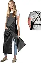 Stay Dry Craft and Pottery Apron Split Leg, Full Coverage with Towel Loops, Water Proof Apron for Men & Women, Adjustable Split Leg Black Apron, Dirt, Oil and Chemical Resistant, Black