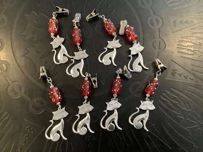Cat kitty tablecloth clip weights -set of 8