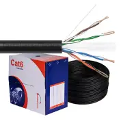 1000FT Cat6 Plenum Ethernet Cable 23AWG Solid CCA Black High-Speed UTP CMP Rated