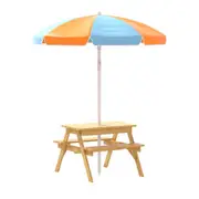 Kids Outdoor Table and Chairs Picnic Bench Set Umbrella Water Sand Pit Box