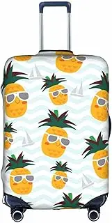 [Pvinnk] Cute pineapple Print Protective Luggage Cover Elastic Washable Suitcase Protector Travel Gear Protector, White, X-Large