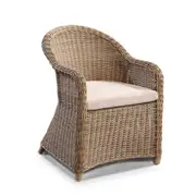 Plantation 6 Seater Outdoor Wicker Round Dining Table and Chairs Set - Outdoor Wicker Dining Settings