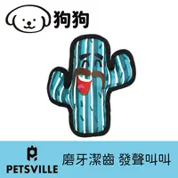 在飛比找PChome24h購物優惠-Petsville派思維 歡樂包邊仙人掌潔齒發聲寵物玩具(4