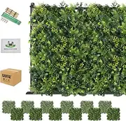 ULAND Artificial Grass Wall Panels, 12pcs 50x50cm, Faux Boxwood Leaves Hedges Mat, Fake Greenery Green Plant Mat for Indoor Decorative Backdrop Outdoor Privacy Fence Covering