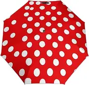 [AQRJLPM] Red And White Polka Dots Windproof Umbrella UV Protection Automatic Open Umbrella with Strong Lightweight Durable Frame Premium Collapsible Travel Umbrellas for Men Women